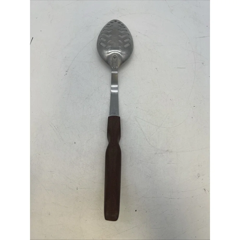 Vintage CUTCO Large Slotted Serving Spoon Classic Brown Swirl Handle USA